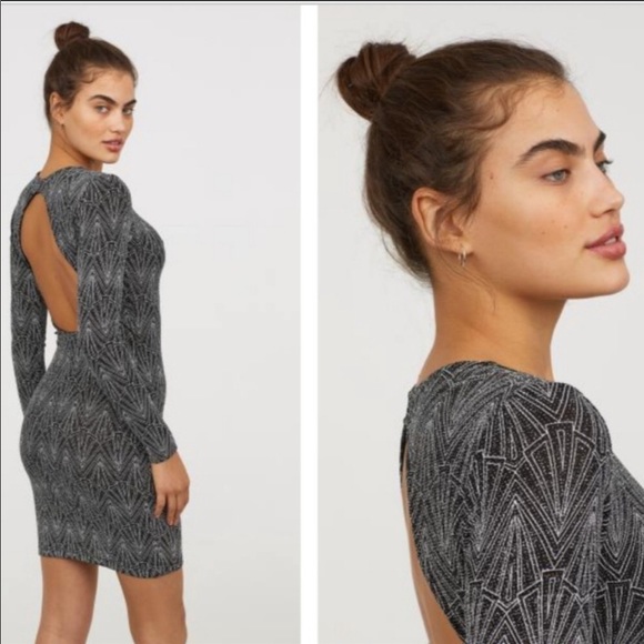 H&M Dresses & Skirts - NWOT H&M BLACK GLITTER PATTERN BODYCON DRESS